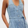 Denim Tie-Belt Button-Front Maxi Dress