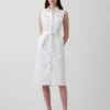 Denim Tie-Belt Midi Dress