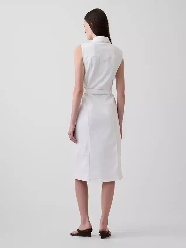 Denim Tie-Belt Midi Dress