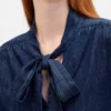Denim Tie-Neck Shirt