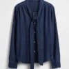 Denim Tie-Neck Shirt