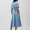 Denim Tie-Waist Midi Shirtdress
