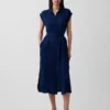 Denim Tie-Waist Utility Midi Dress