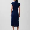 Denim Tie-Waist Utility Midi Dress