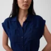 Denim Tie-Waist Utility Midi Dress
