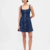Denim Zip-Front Mini Dress