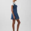 Denim Zip-Front Mini Dress