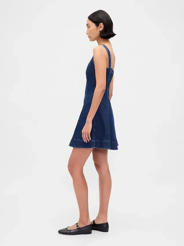 Denim Zip-Front Mini Dress