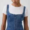 Denim Zip-Front Mini Dress
