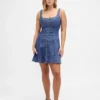 Denim Zip-Front Mini Dress