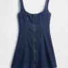 Denim Zip-Front Mini Dress