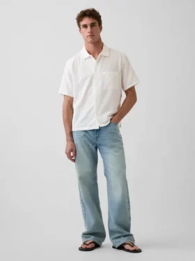 Dobby Relaxed Straight-Hem Shirt
