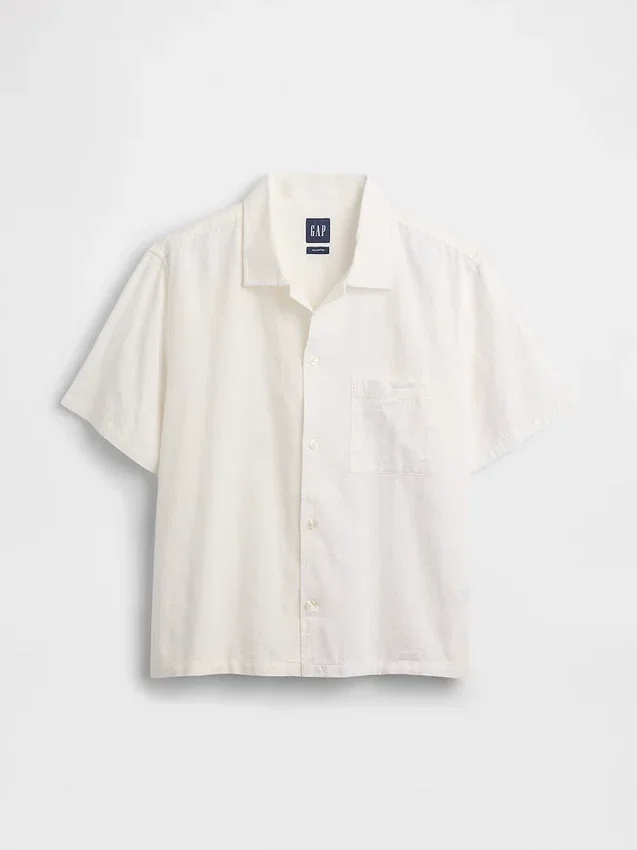 Dobby Relaxed Straight-Hem Shirt