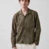 Dobby Stripe Relaxed Straight-Hem Shirt