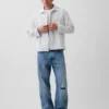Dobby Stripe Relaxed Straight-Hem Shirt
