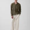 Dobby Stripe Relaxed Straight-Hem Shirt