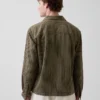 Dobby Stripe Relaxed Straight-Hem Shirt