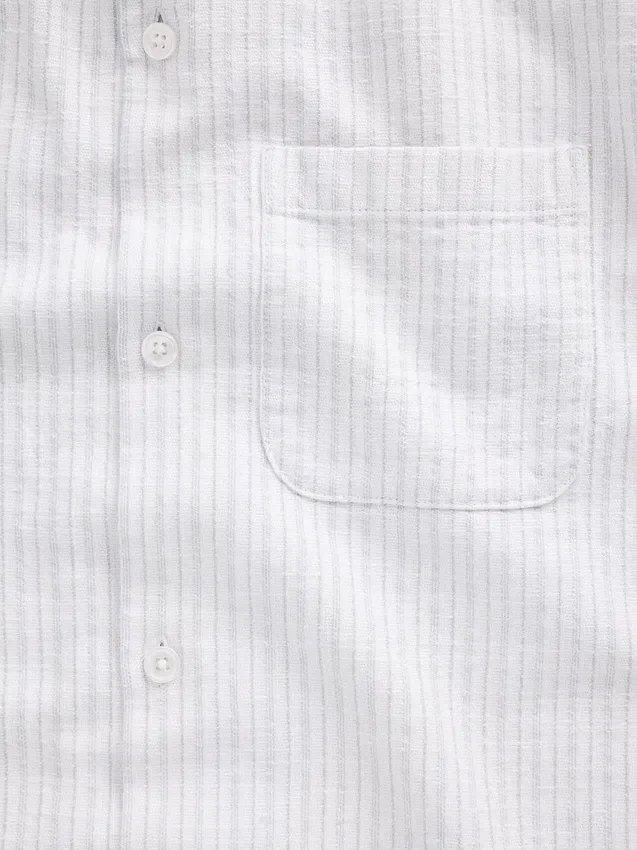 Dobby Stripe Relaxed Straight-Hem Shirt
