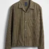 Dobby Stripe Relaxed Straight-Hem Shirt