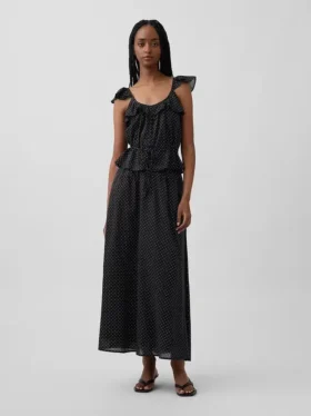 Dotted Voile Maxi Skirt