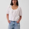 Elbow-Sleeve Crop Pintuck Top