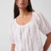 Elbow-Sleeve Crop Pintuck Top