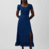Embroidered Puff-Sleeve Maxi Dress