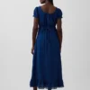 Embroidered Puff-Sleeve Maxi Dress