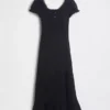 Embroidered Puff-Sleeve Maxi Dress