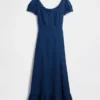 Embroidered Puff-Sleeve Maxi Dress