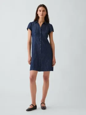 Empire-Waist Mini Shirtdress