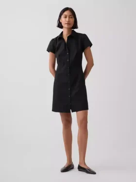 Empire-Waist Mini Shirtdress