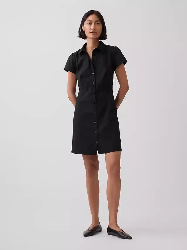 Empire-Waist Mini Shirtdress