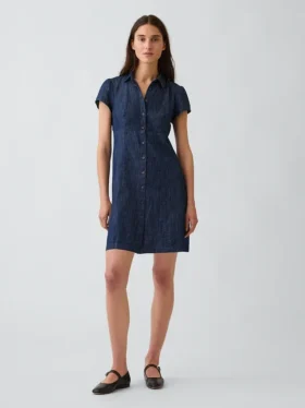 Empire-Waist Mini Shirtdress