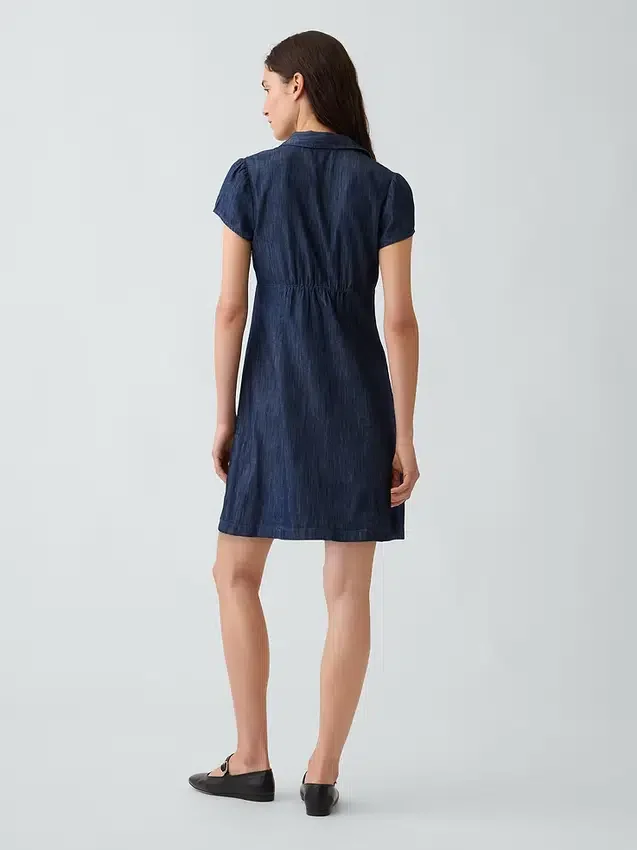 Empire-Waist Mini Shirtdress
