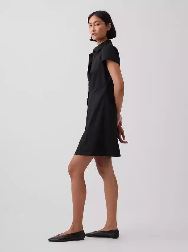 Empire-Waist Mini Shirtdress