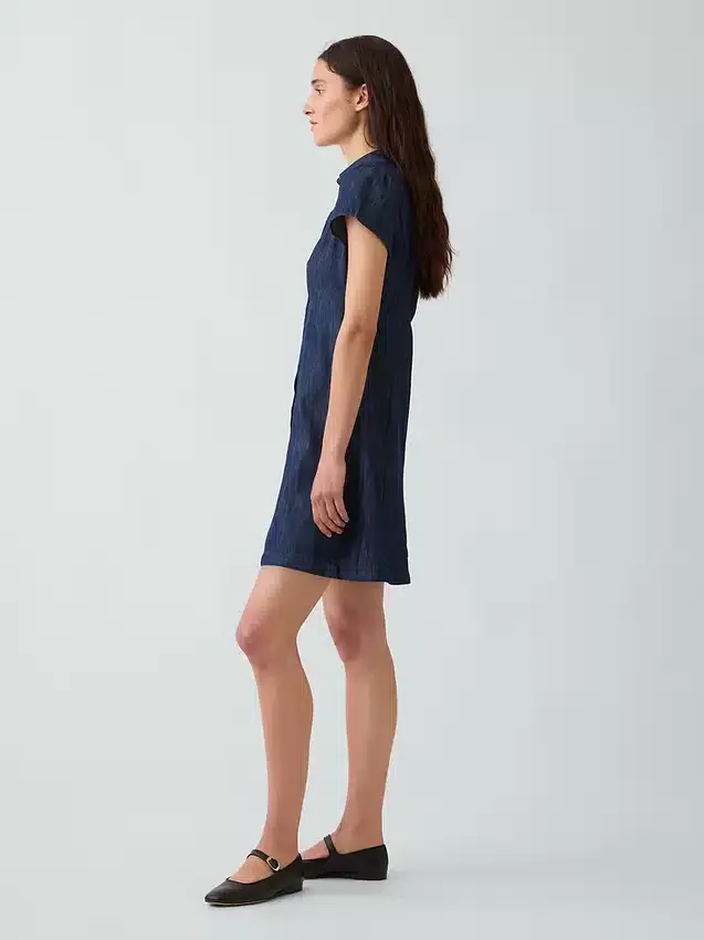 Empire-Waist Mini Shirtdress