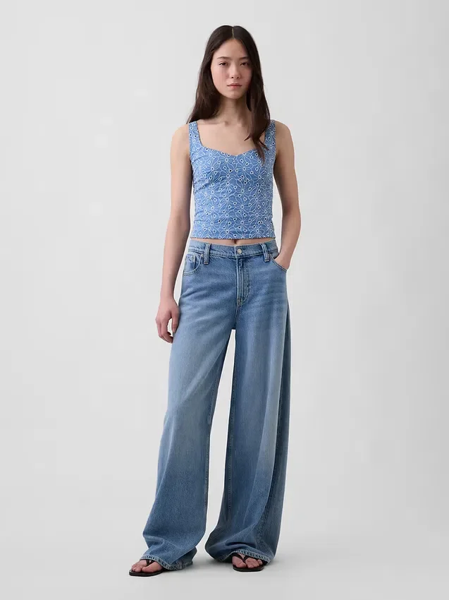 Eyelet Crop Bustier Top
