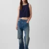 Eyelet Crop Shell Tank Top