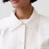 Eyelet Hem Relaxed Shirt Jacket