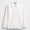 Eyelet Hem Relaxed Shirt Jacket