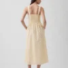 Eyelet Seamed Drop-Waist Maxi Dress