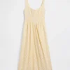 Eyelet Seamed Drop-Waist Maxi Dress