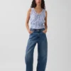Eyelet Tie-Front Crop Peplum Top