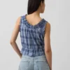 Eyelet Tie-Front Crop Peplum Top