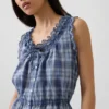 Eyelet Tie-Front Crop Peplum Top
