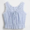 Eyelet Tie-Front Crop Peplum Top