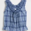 Eyelet Tie-Front Crop Peplum Top