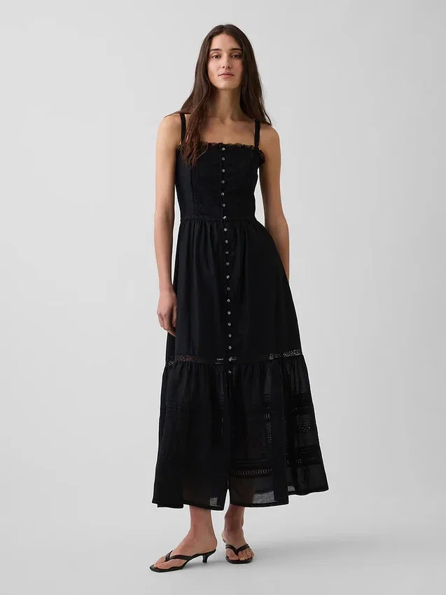 Eyelet Tiered Maxi Dress
