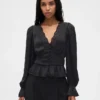 Eyelet V-Neck Peplum Top